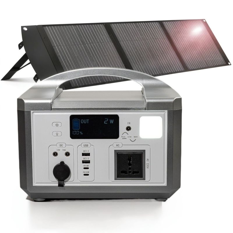 एलईडी लाइट / एसओएस लाइट 300W आउटडोर ऊर्जा बिजली की आपूर्ति वायरलेस चार्जिंग के साथ आउटडोर लंबी पैदल यात्रा के लिए सौर पोर्टेबल पावर बैंक